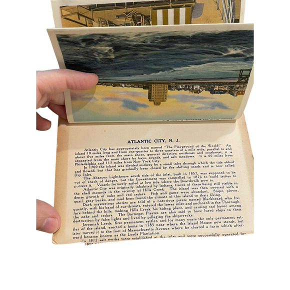 Vtg Souvenir Folder Atlantic City Photos 18 Two Sided Color Scenes 1940's Art - Picture 13 of 13